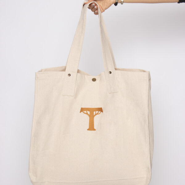 Bolso shopper 100% algodón- gran capacidad, color blanco amanecer (Nuevos comienzos)