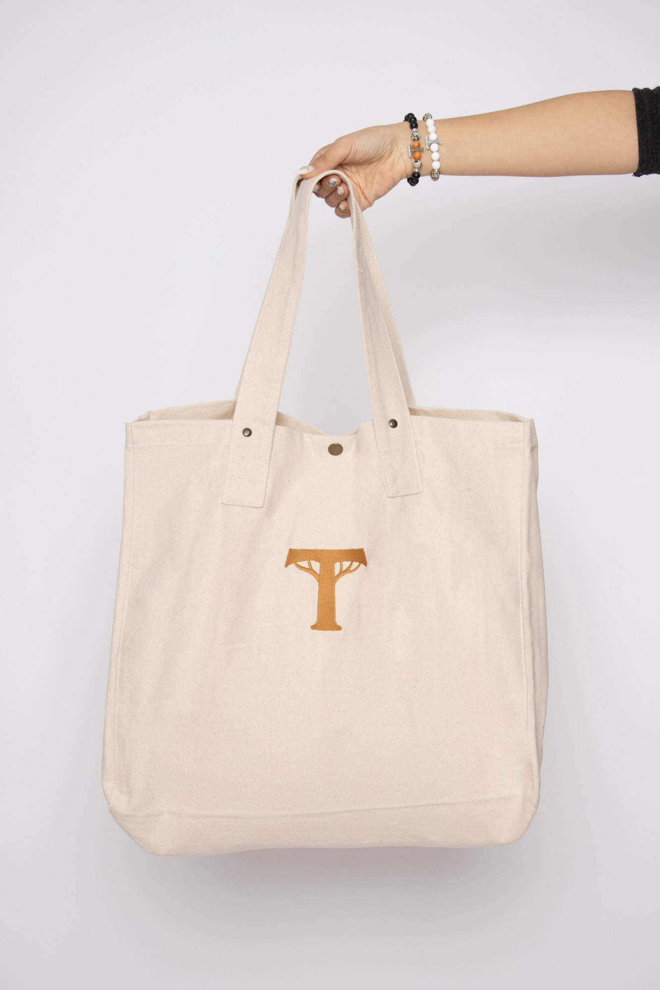 Bolso shopper 100% algodón- gran capacidad, color blanco amanecer (Nuevos comienzos)