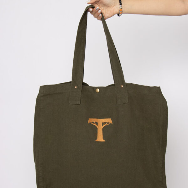 Bolso shopper 100% algodón- gran capacidad, verde alga. (Protección)