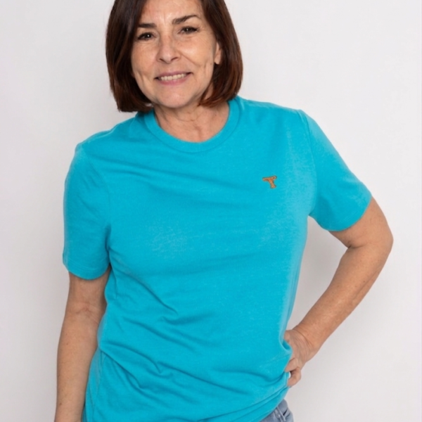 Camiseta 100% algodón orgánico- unisex. Color Turquesa Tíbet (Conexión)