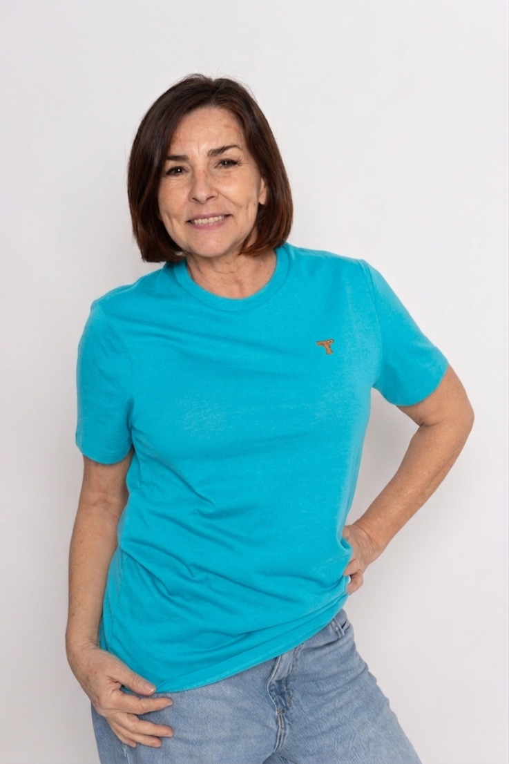 Camiseta 100% algodón orgánico- unisex. Color Turquesa Tíbet (Conexión)